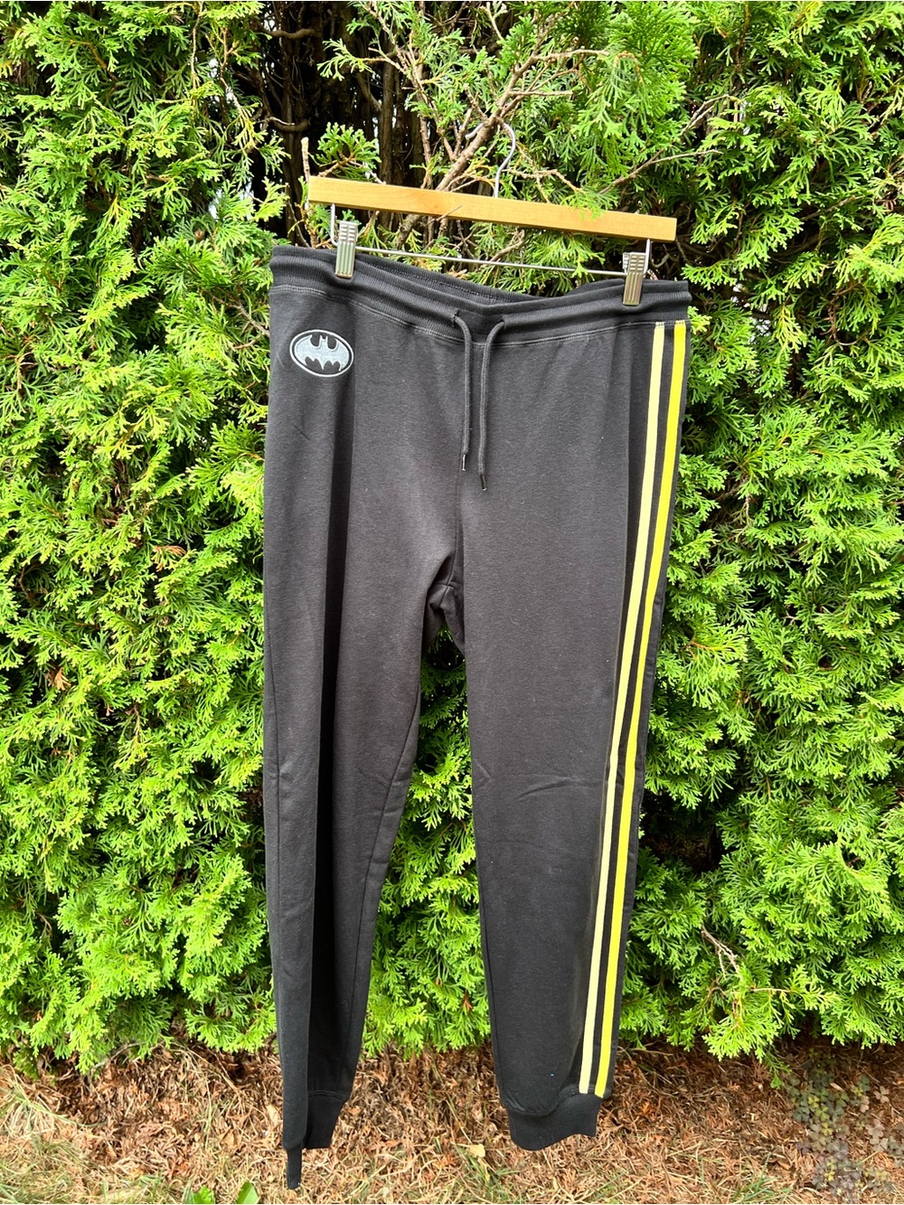 Batman Black Joggers with Yellow Side Stripes